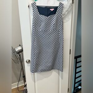 Vintage (early 2000’s) Lilly Pulitzer Adriana Island blue silver scallop sheath